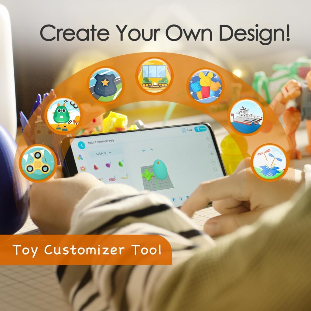 3D Printer for Kids, Beginner 3D Printer with 8 PLA Filament Set, Huge Toy Library  Modify, Wi-Fi  App Control, Create STEM Toys, High Precision, W/ 15+ Mini 3D Design Module, X-Maker Joy
