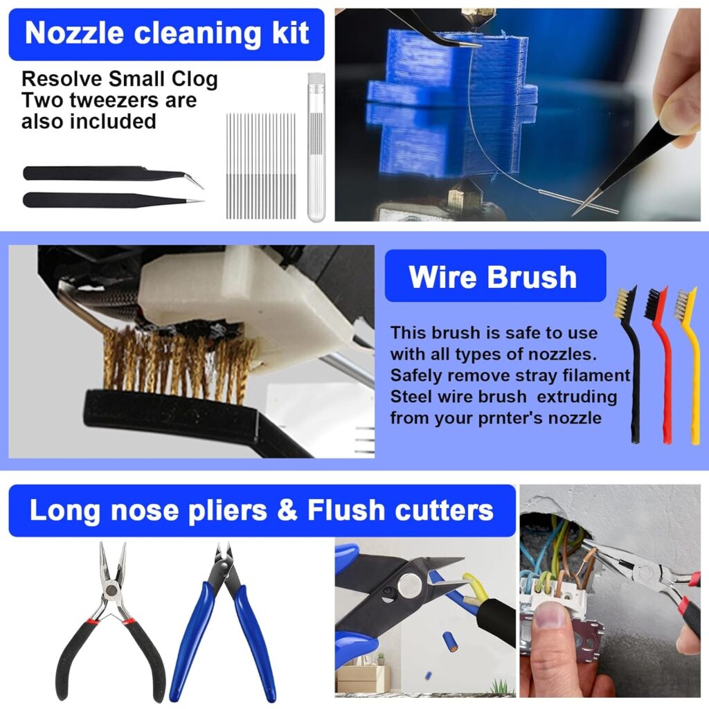 3D Printer Tools Kit, 139pcs 3D Printer Accessories Includes Nozzle Cleaning Needles, Deburring Tools, Removable Screwdriver Kit, Electric Polishing Machine, for 3D Print Removing, Cleaning, Finishing