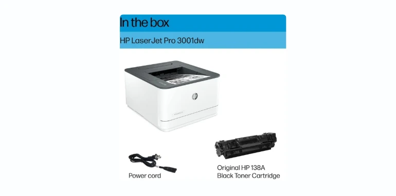HP LaserJet Pro 3001dw Wireless Black & White Printer, Best-for-Office (3G65OF)