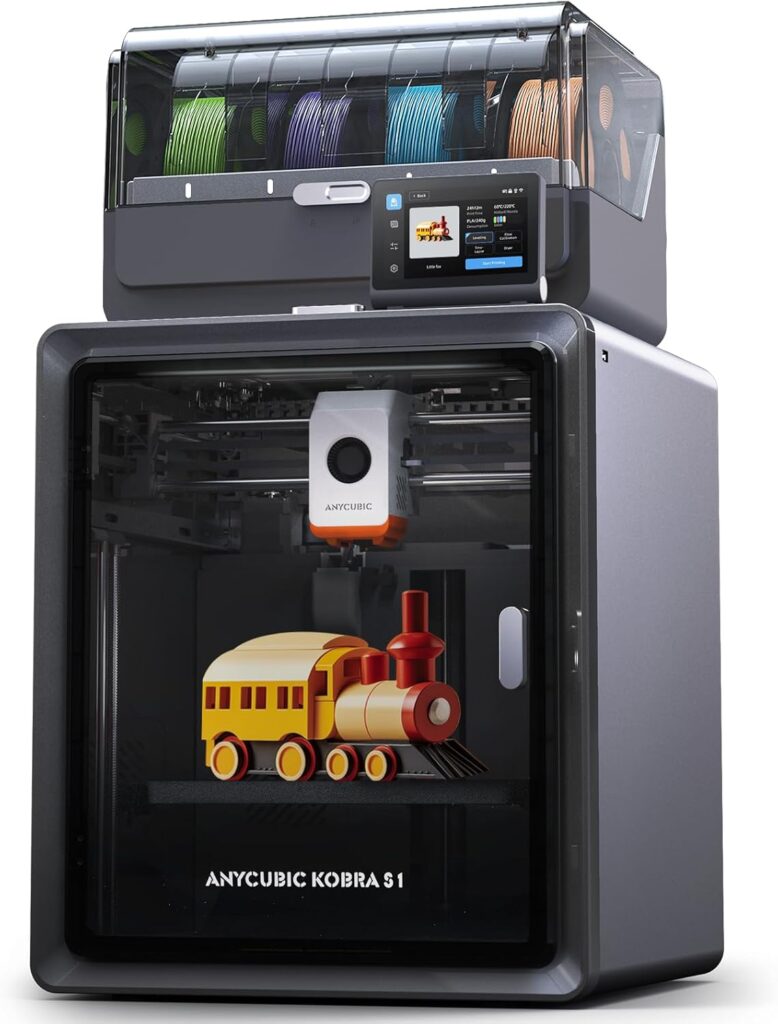 Anycubic 3D Printer Kobra S1 Combo, Multi-Color 3D Printer Max 600mm/s High Speed Printing High Precision, Works Right Out of Box Sealed Storage Intelligent Mult-Filament Drying 9.8x9.8x9.8