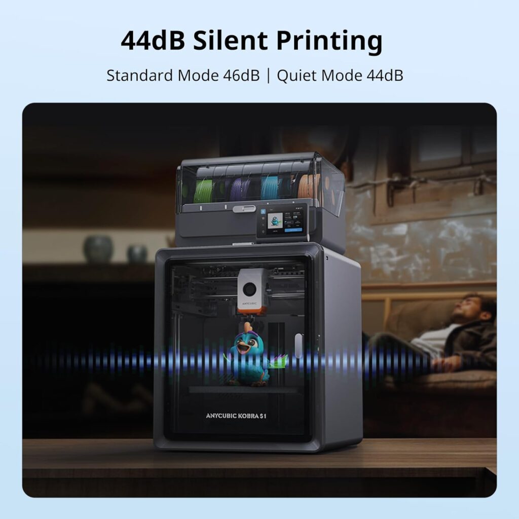Anycubic Kobra S1 Combo 3D Printer, 4 Stunning Multicolor with Anycubic ACE PRO, 600mm/s High Speed and 320℃ Hotend Free-Clog Extruder, Intelligent Drying While Printing, Built-in Camera 250*250*250mm