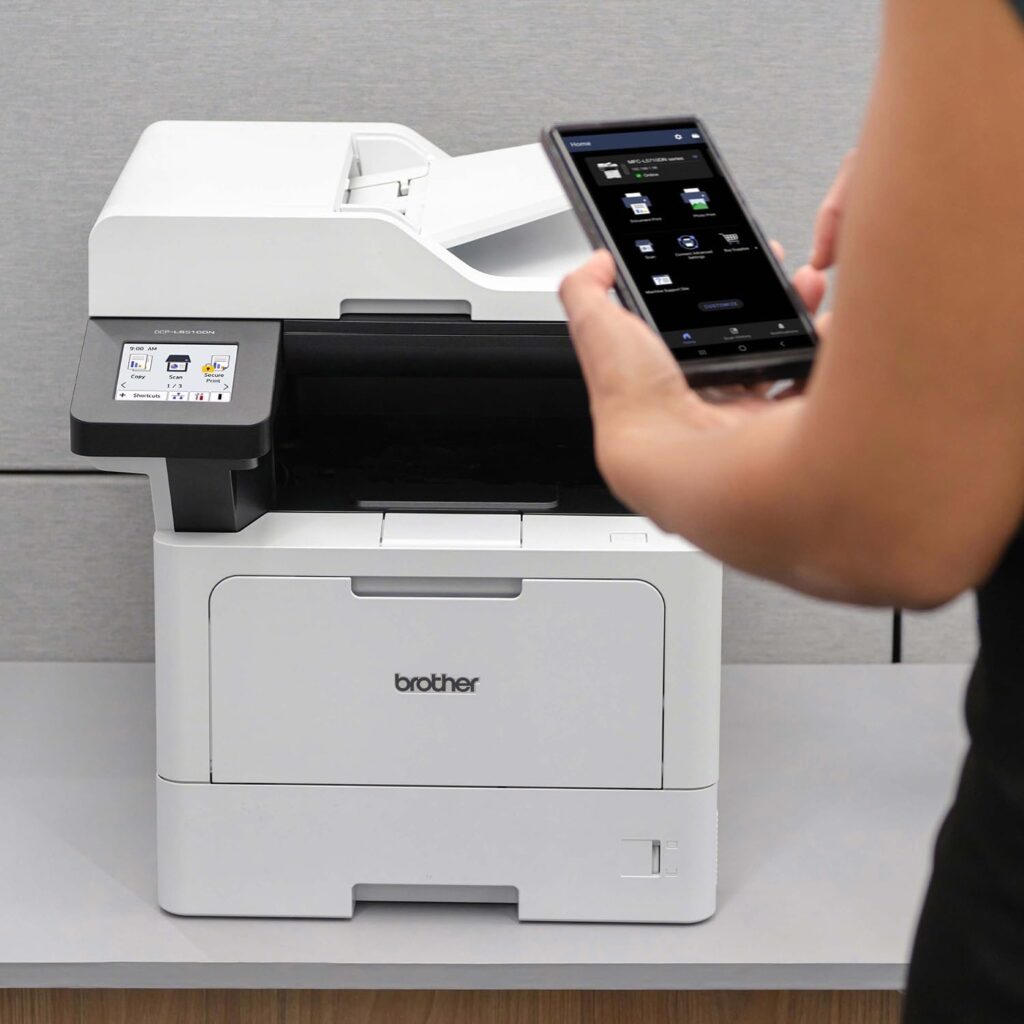Brother DCP-L5510DN Business Monochrome Laser All-in-One Printer with Duplex Printing and Networking, Works with Alexa
