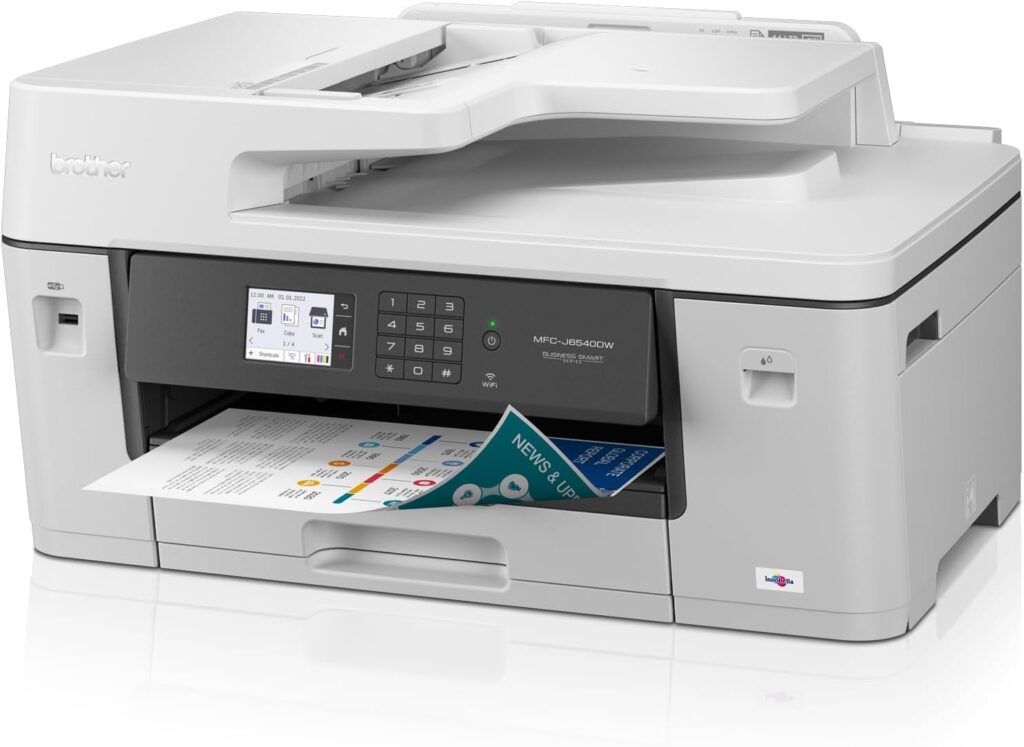 Brother Genuine Wide Format All-in-One Wireless Color Printer for Home Office and Small Business with 11x17 Printer, Scanner, Copier and Fax - Fast 28 PPM Inkjet Technology (MFC-J6540DW)