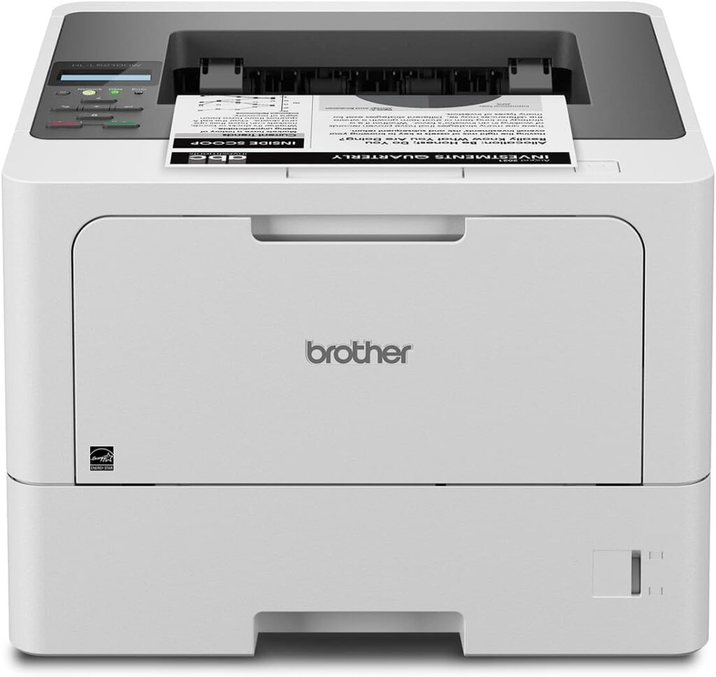 Brother HL-L5210DW Business Monochrome Laser Printer with Duplex Printing, Versatile PaperHandling, Wireless and Gigabit Ethernet Networking, and Mobile Printing, Works with Alexa
