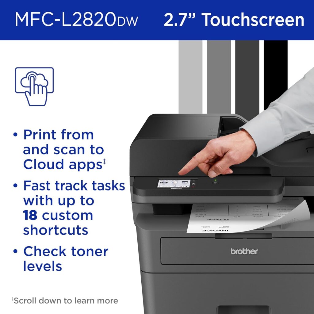 Brother MFC-L2820DW Wireless Compact Monochrome All-in-One Laser Printer with Copy, Scan and Fax, Duplex, Black  White | Includes Refresh Subscription Trial(1),(Renewed Premium)