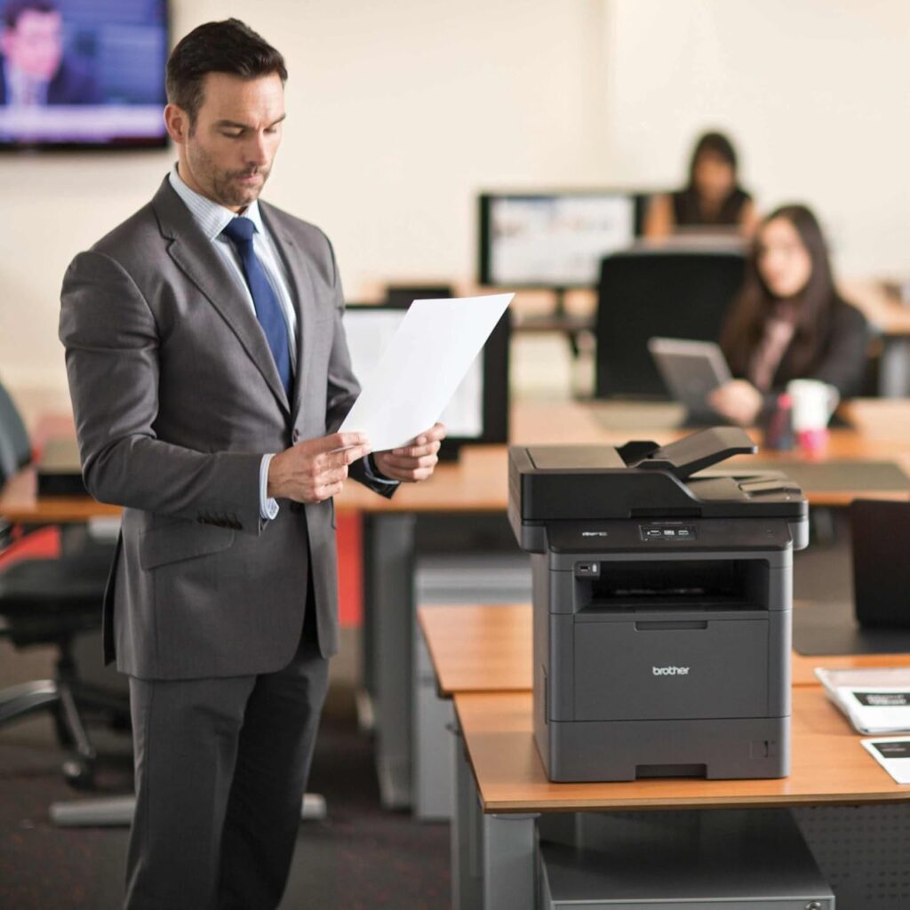 Brother MFCL5705DW Monochrome All-in-One Multifunction Laser Printer, up to 1,000 Extra Pages of Additional Toner Included in Box‡ (Renewed Premium)