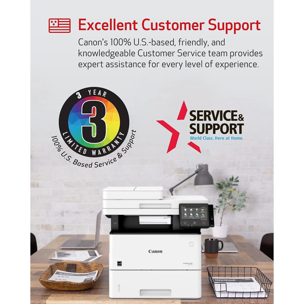 Canon imageCLASS D1650 - Monochrome Duplex Wireless Laser Printer, All-in-One With Scanner, Copier, Fax, Automatic Document Feeder, 3 Year Limited Warranty, 45 PPM, White