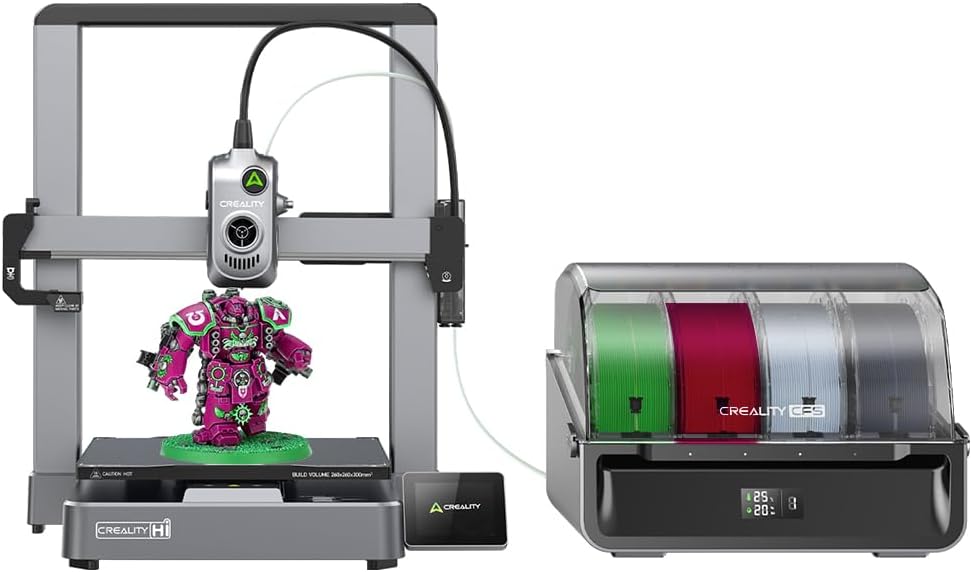 Creality Hi Combo 3D Printer, Multi Color 3D Printing with CFS, 500mm/s Print Speed 95% Pre-Assemble, XY Step-Servo Motor and Auto Leveling Build Volume ‌10.24×10.24×11.81 inch