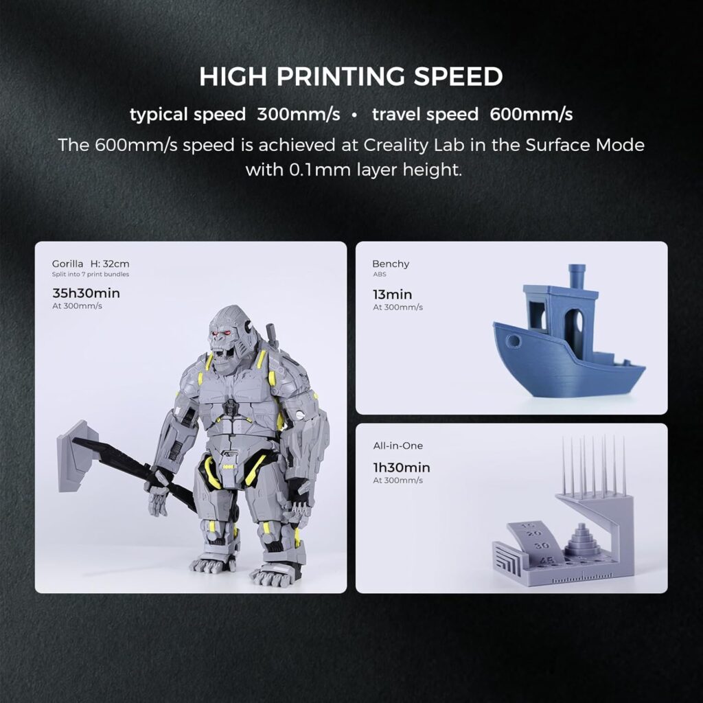 Creality K1 Max 3D Printer Smart AI Monitoring 600mm/s High-Speed Printing XY Design Auto Leveling Large Build Volume 11.81x11.81x11.81in Dual-Gear Extruder for Precise and Efficient Printing