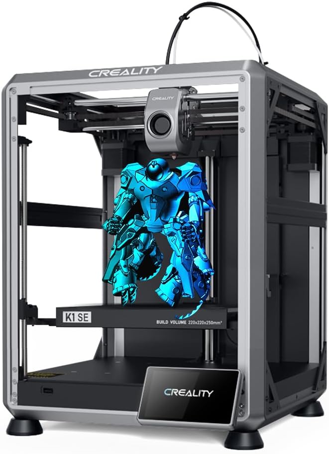 Creality K1 SE 3D Printer, 2024 New Version 600mm/s High-Speed Hands-Free Auto Leveling Flagship-Level Direct Extruder Quick-swap Tri-Metal Nozzle K1 Upgrade 3D Printer