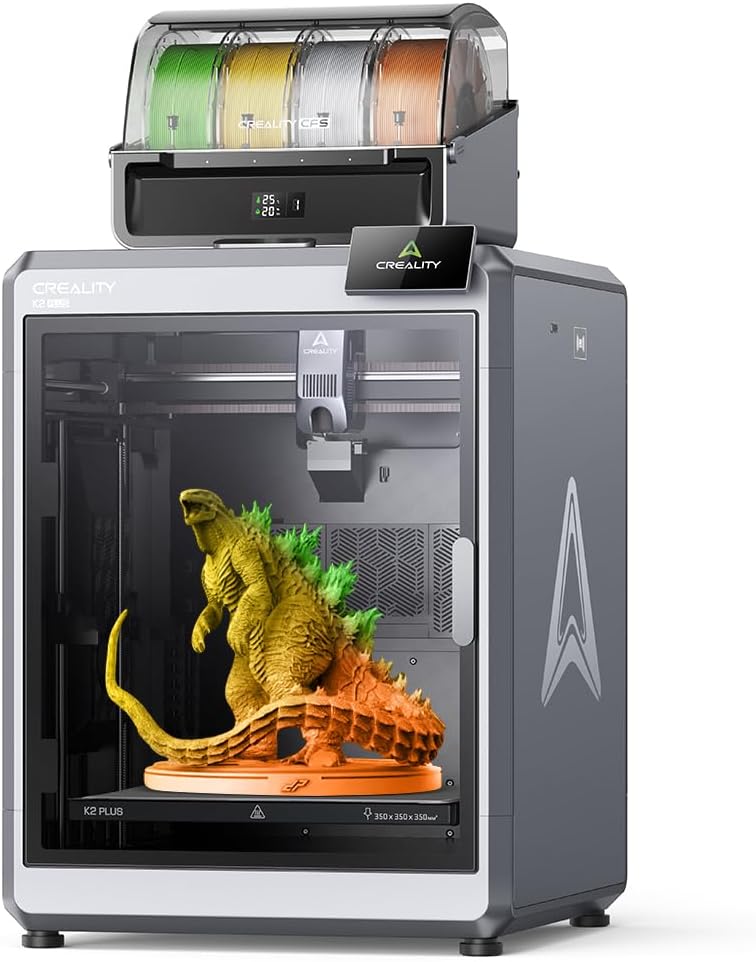 Creality K2 Plus Combo 3D Printer, Multi Color Printing with CFS, 600mm/s Print Speed, Step-servo Motor System 350℃ High-Temp Direct Drive Extruder Build Volume 13.78x13.78x13.78 inch
