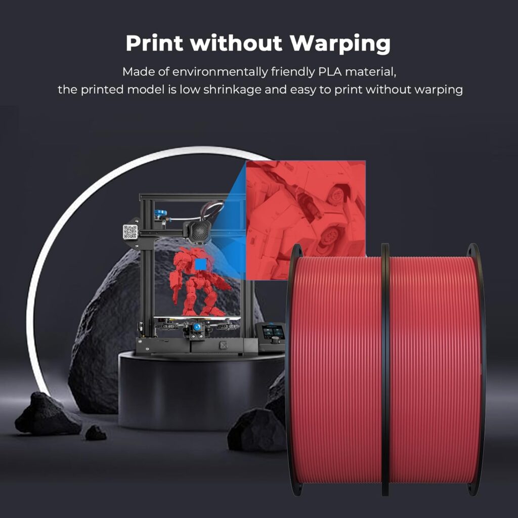 Creality PLA Filament 1.75mm 2KG, 2 Pack 3D Printer Filament, Bundle 2Kg for 3D Printing,No-Tangling Strong Bonding,Dimensional Accuracy +/- 0.02mm,Fits for Most FDM 3D Printers (Black  White)