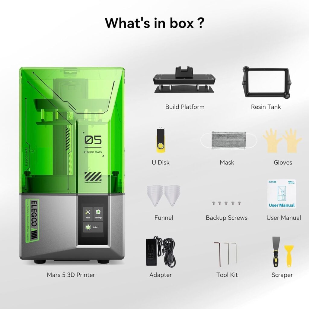 ELEGOO Mars 5 Ultra Resin 3D Printer, 9K 7 Mono LCD, High-Speed Printing 150mm/h, AI Smart Camera, WiFi-Transfer, Auto-Leveling, Printing Size of 6.04 x 3.06 x 6.49 inch