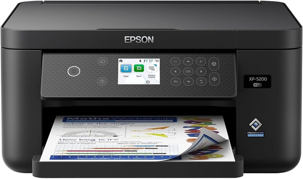 Epson Expression Home XP-5200 Wireless Color All-in-One Printer with Scan, Copy, Automatic 2-Sided Printing, Borderless Photos, 150-Sheet Paper Tray and 2.4 Color Display,Black