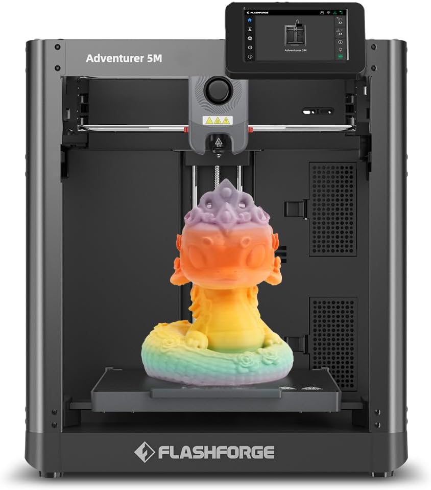 FLASHFORGE AD5M 3D Printer,600mm/s High-Speed CoreXY Printer,1-Click Auto Leveling, 220x220x220mm Build Volume,Direct Drive Extruder,Quick-Swap Nozzle,Ideal for Rapid PrototypingDIY 3D Printing