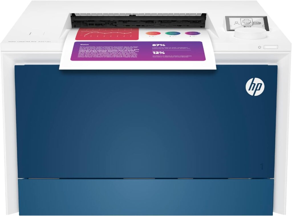 HP Color LaserJet Pro 4201dn Printer, Print, Fast speeds, Easy setup, Mobile printing, Advanced security, Best-for-small teams. Ethernet  USB only. Not Wireless. White