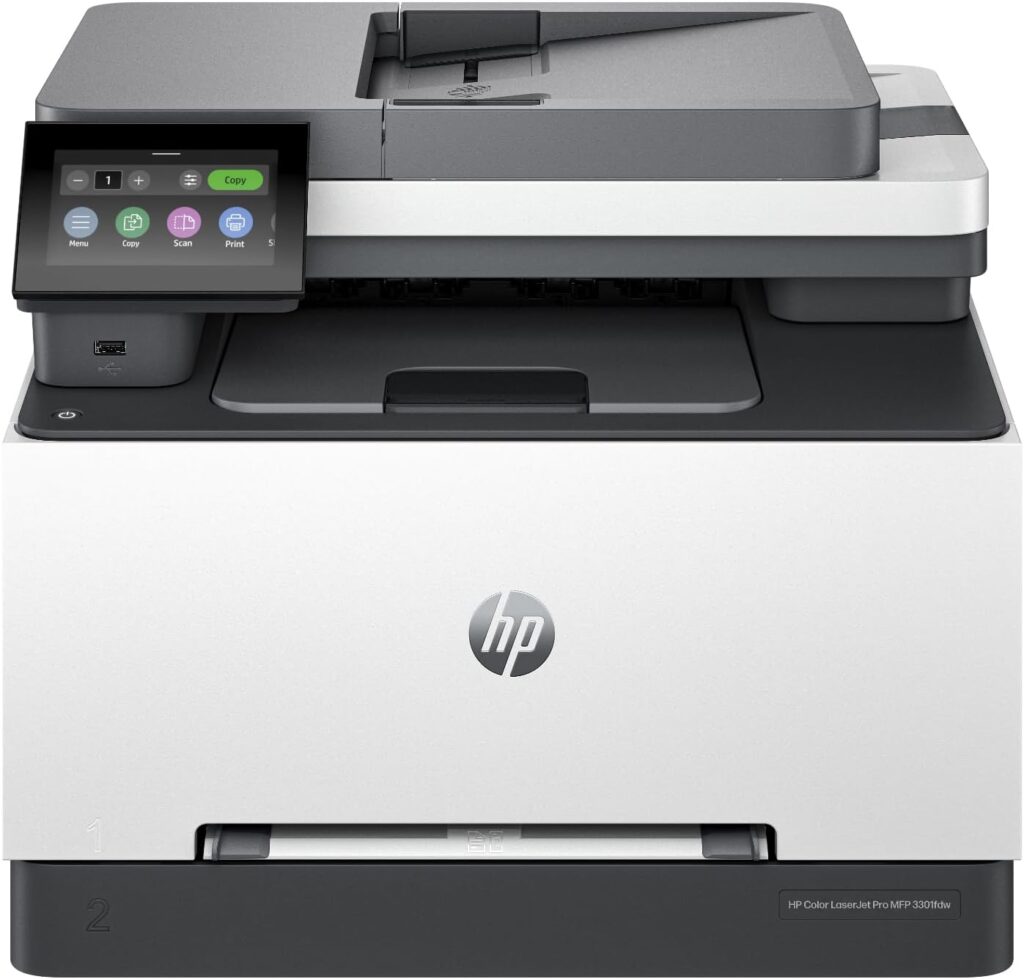 HP Color Laserjet Pro MFP 3301fdw Wireless All-in-One Color Laser Printer, Office Printer, Scanner, Copier, Fax, ADF, Duplex, Best-for-Office (499Q5F) (Renewed)
