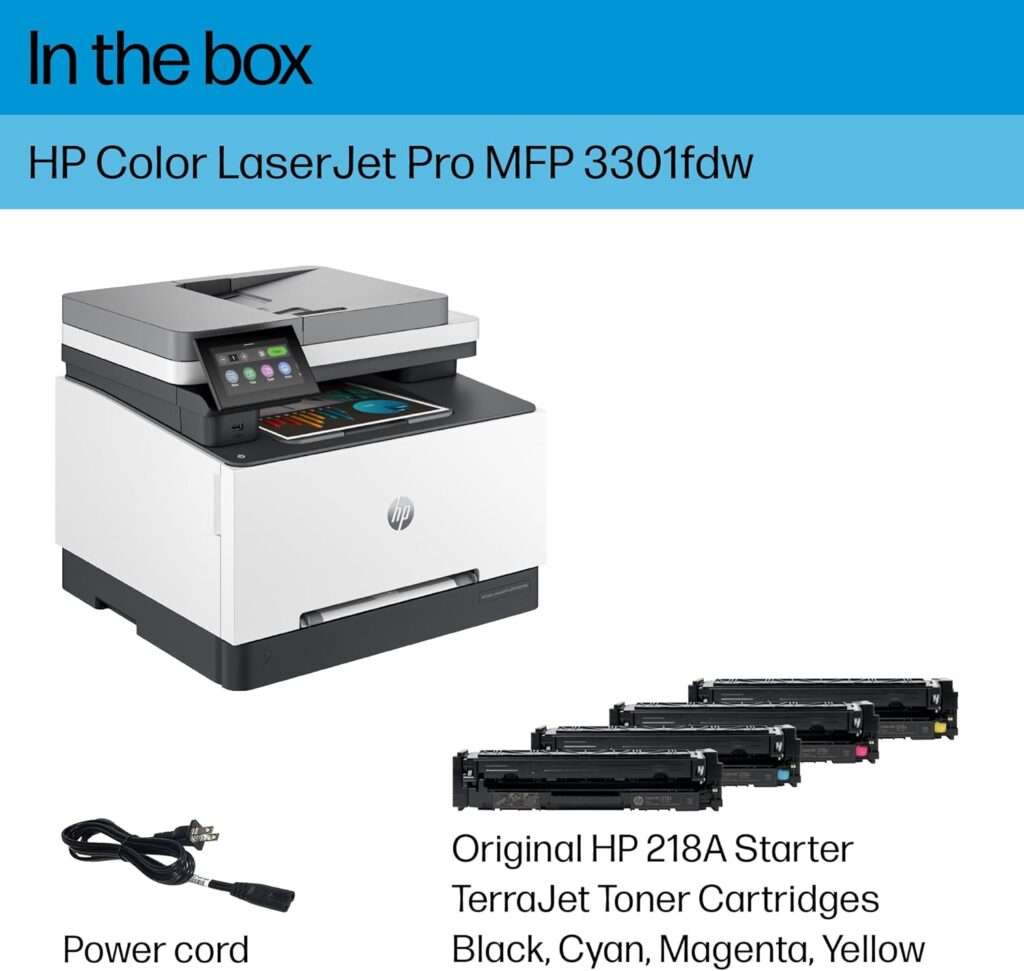 HP Color Laserjet Pro MFP 3301fdw Wireless All-in-One Color Laser Printer, Office Printer, Scanner, Copier, Fax, ADF, Duplex, Best-for-Office (499Q5F) (Renewed)