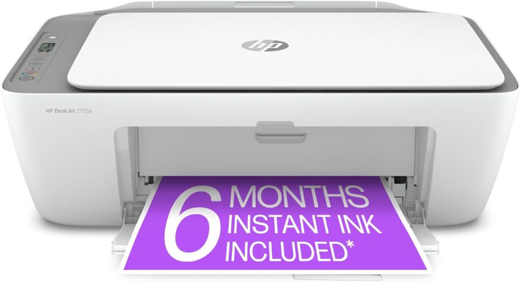 HP DeskJet 2755e Wireless Color inkjet-printer, Print, scan, copy, Easy setup, Mobile printing, Best-for home, 6 month Instant Ink trial included, white (packaging may vary)
