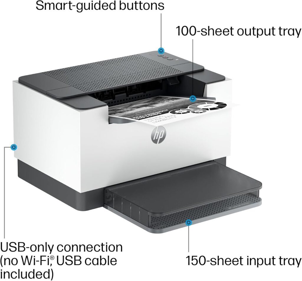 HP LaserJet M209d Laser Printer, Black and White, Automatic Duplex, USB Connection Only (Cable Included), Ideal in Home Office (8J9L0F)