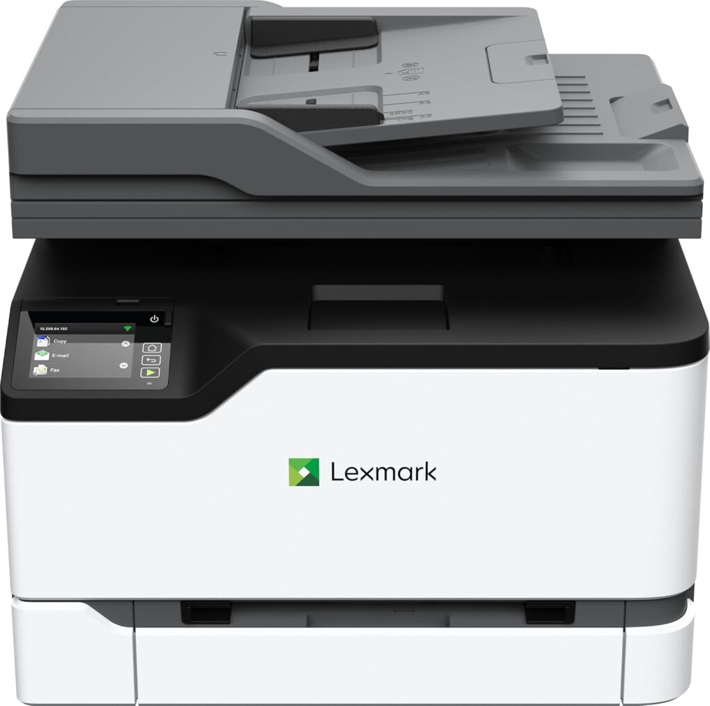 Lexmark CX331adwe Color All-in-One Laser Printer with Touchscreen, Office Scanner Copier Laser, Mobile Ready, Auto Duplex Printing  Analog Fax, Wireless, White, 26 ppm Mono/Color, 600 dpi (40N9070)