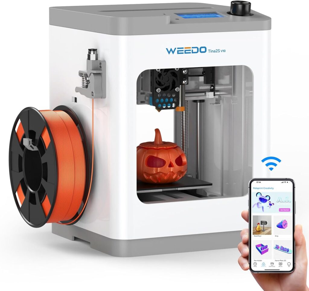TINA2S 3D Printer with WiFi Printing, WEEDO Mini 3D Printers for Kids and Beginners, Auto Leveling and Fully Assembled FDM 3D Printer, Open Source DIY 3D Printer for Home Classroom and Office