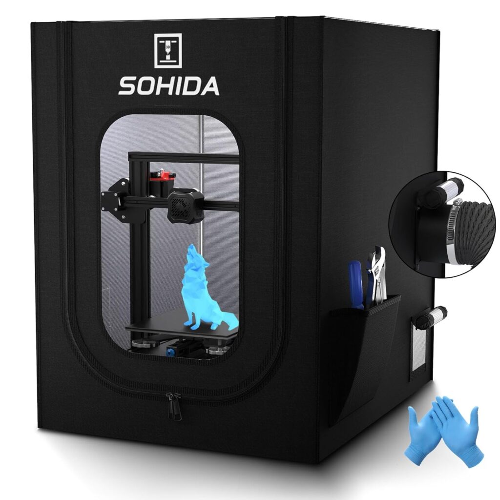 3D Printer Enclosure, Printer Cover with 72mm Exhaust Fan Port, Fireproof, Dustproof, Noise Reduction, for Ender 3/Pro/V2/S1/Anycubic Elegoo, Maintains Constant Temperature, 25.59x21.65x29.53