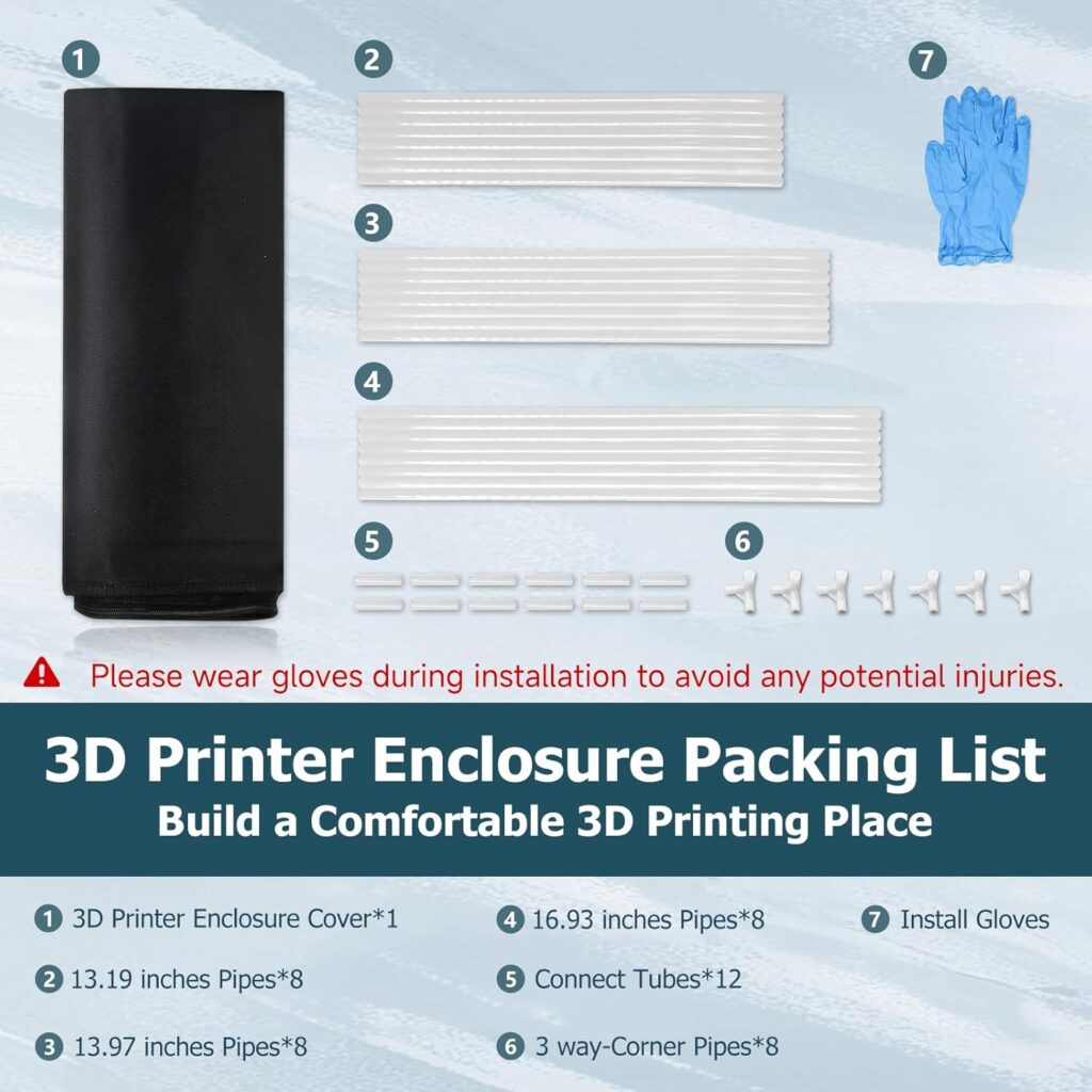 3D Printer Enclosure, Printer Cover with 72mm Exhaust Fan Port, Fireproof, Dustproof, Noise Reduction, for Ender 3/Pro/V2/S1/Anycubic Elegoo, Maintains Constant Temperature, 25.59x21.65x29.53