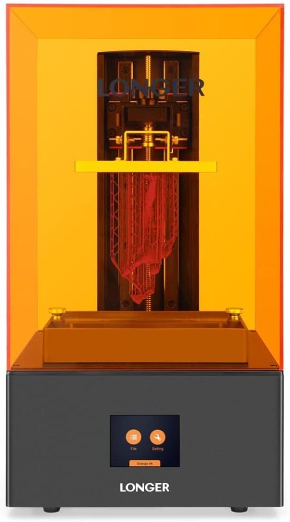 3D Printer Resin 3D Printer Orange 4K 3D Printer Photo Polymerization 3D Printer Monochrome 5.5 Inch 4K Display Parallel LED Lighting Large Print Size 4.72 x 2.68 x 7.48 Inch