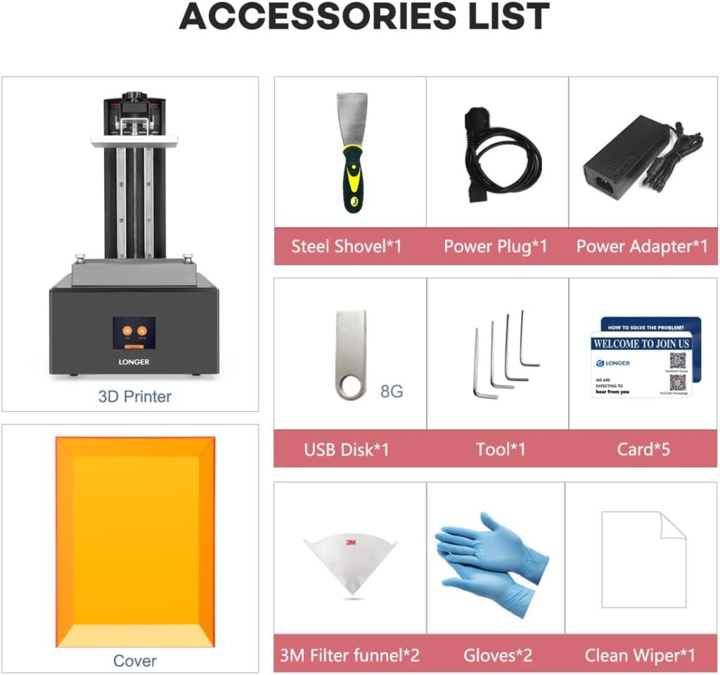 3D Printer Resin 3D Printer Orange 4K 3D Printer Photo Polymerization 3D Printer Monochrome 5.5 Inch 4K Display Parallel LED Lighting Large Print Size 4.72 x 2.68 x 7.48 Inch