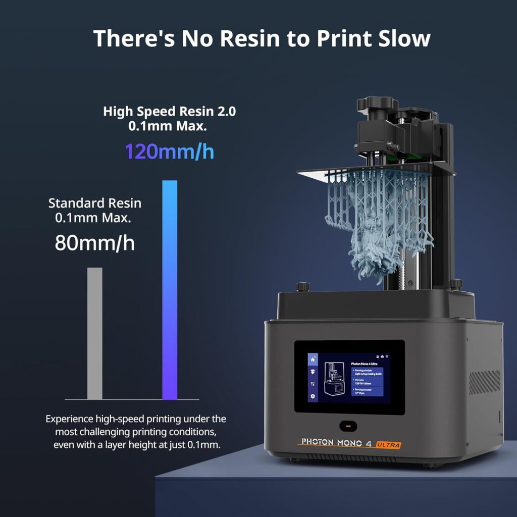ANYCUBIC 10K Resin 3D Printer, Photon Mono 4 Ultra 7’’ LCD Mono Screen with COB Light Source, Max Printing Speed Up to 120mm/h, HD Touchscreen with 8 Languages, 6.04 x 3.42 x 6.49 Printing Size