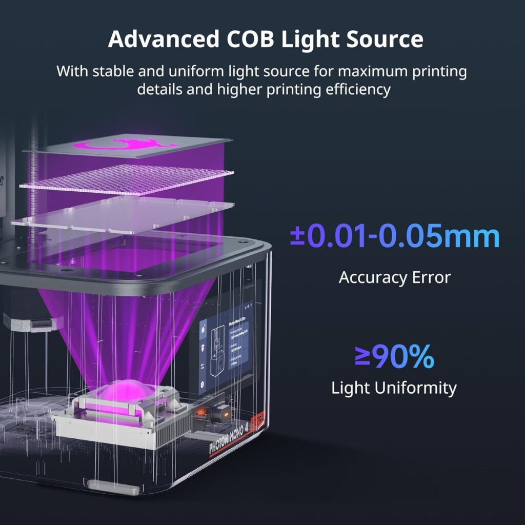 ANYCUBIC 10K Resin 3D Printer, Photon Mono 4 Ultra 7’’ LCD Mono Screen with COB Light Source, Max Printing Speed Up to 120mm/h, HD Touchscreen with 8 Languages, 6.04 x 3.42 x 6.49 Printing Size