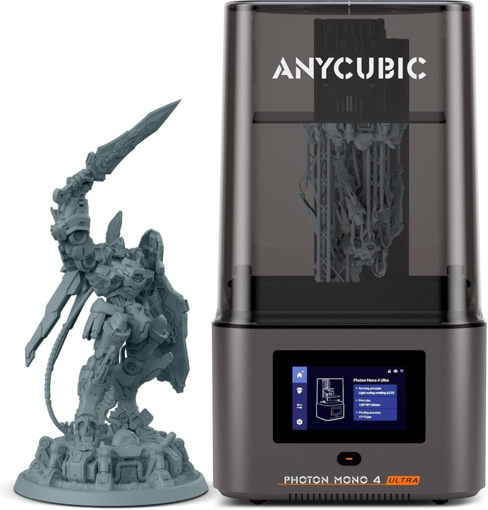 ANYCUBIC 10K Resin 3D Printer, Photon Mono 4 Ultra 7’’ LCD Mono Screen with COB Light Source, Max Printing Speed Up to 120mm/h, HD Touchscreen with 8 Languages, 6.04 x 3.42 x 6.49 Printing Size