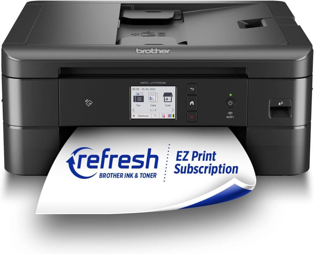 Brother MFC-J1170DW Wireless Color Inkjet All-in-One Printer, NFC One-Touch Print, Duplex, Cloud Print  Scan, Mobile App Control, 2.7 Touchscreen, Works with Alexa