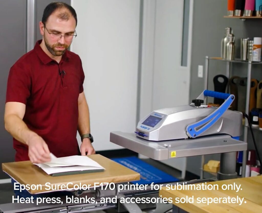 Epson SureColor F170 Dye-Sublimation Printer. Includes Full Set of Ink, User Guide, AC Power Cable, Sublimation Starter Kit, Thermal Tape, 8.5 x 11  8.5 x 14 Paper SCF170
