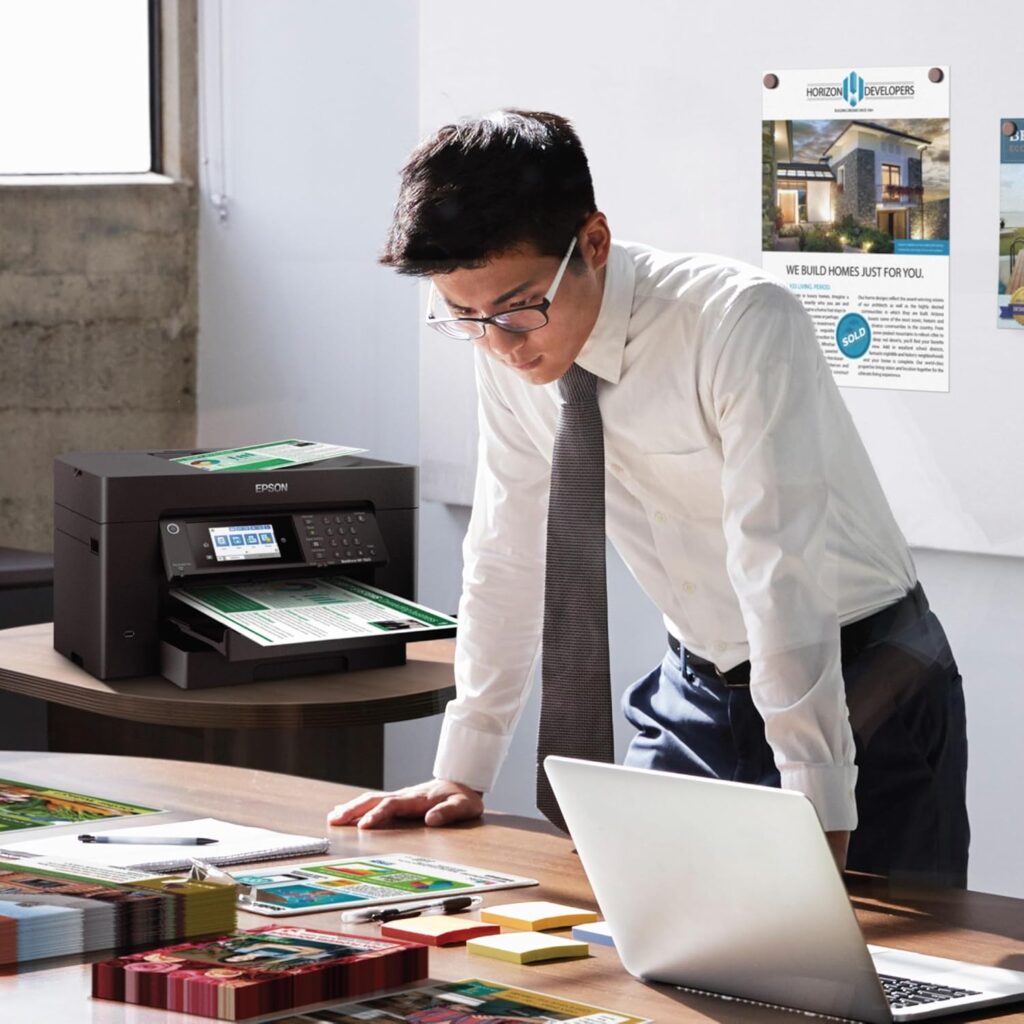Epson Workforce Pro WF-7820 Wireless All-in-One Wide-Format Printer with Auto 2-Sided Print 13 x 19, Copy, Scan  Fax, 50-Page ADF, 250-sheet Paper Capacity, Works with Alexa, Large Black
