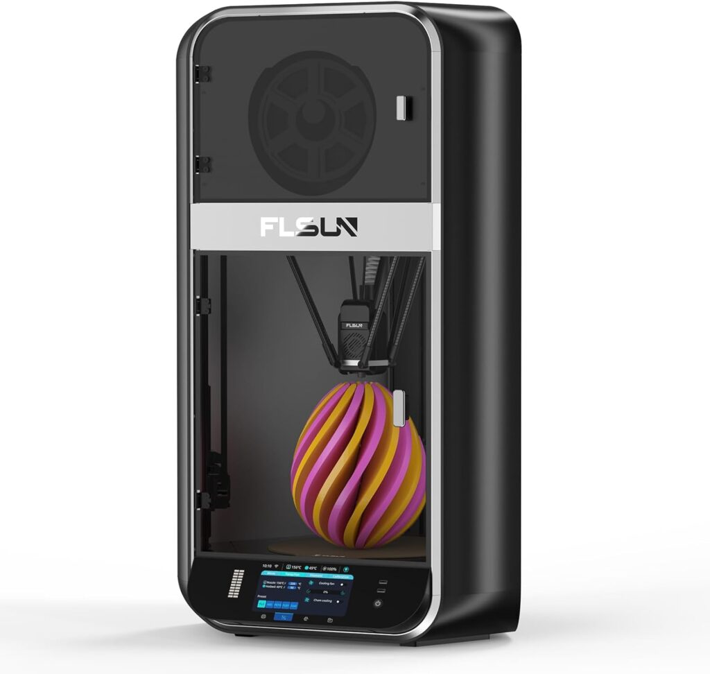 FLSUN S1 Pro 3D Printer Moving Speed Fastest 1200mm/s 20000+ mm/s²FDM Delta 3D Printer with 7 Klipper Firmware Smart Zone Heating,350℃Metal Hotend,Filament Dryer Box,Printing Size Φ320*320 * 430 mm³