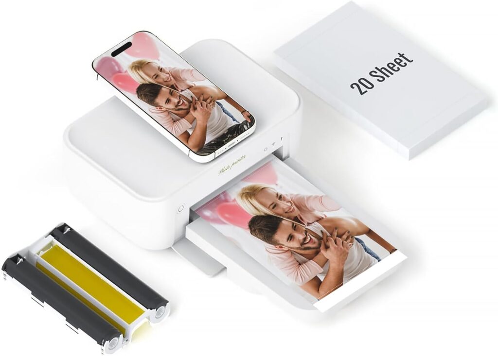 HPRT Photo Printer 4x6,+20 Sheets1ribbon,Wi-Fi Wireless Instant Picture Printer for iPhone, Android, Smartphone, Thermal Dye-Sublimation, AR Video Printing,Portable Photo Printers for Home Use