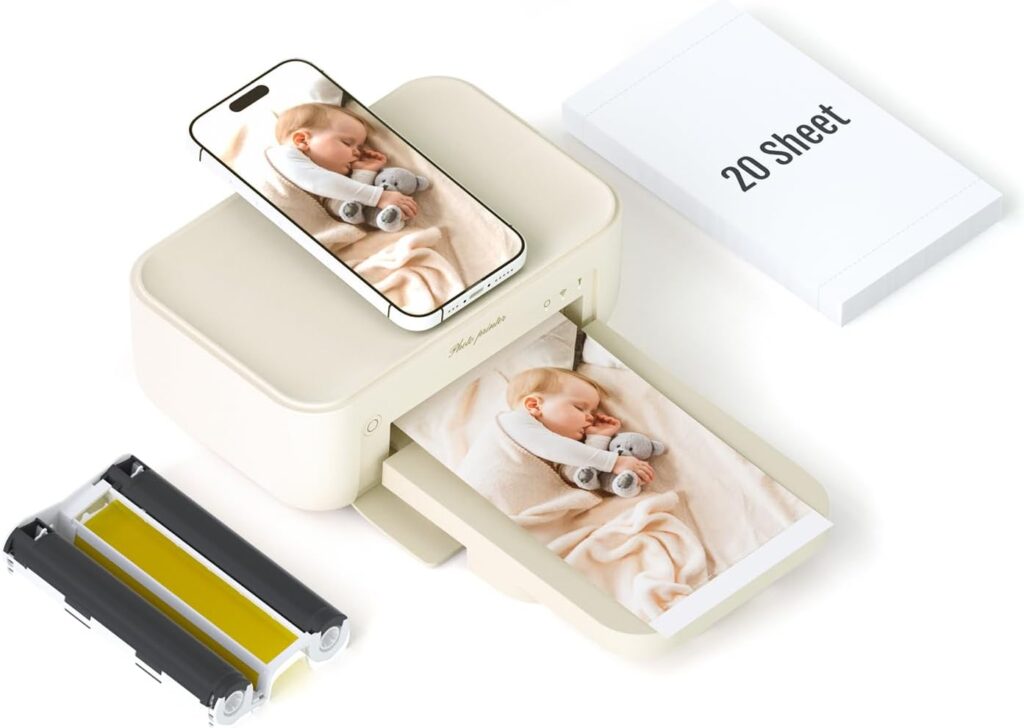 HPRT Photo Printer 4x6,+20 Sheets1ribbon,Wi-Fi Wireless Instant Picture Printer for iPhone, Android, Smartphone, Thermal Dye-Sublimation, AR Video Printing,Portable Photo Printers for Home Use
