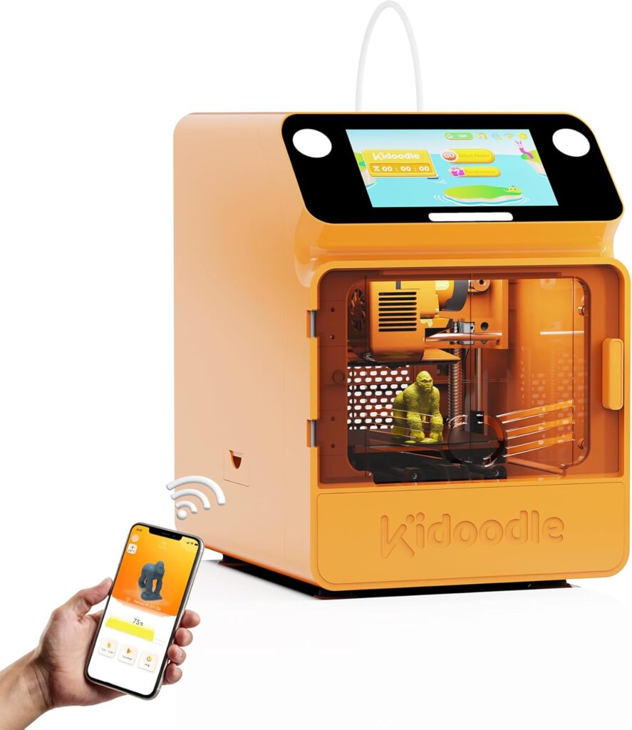 Kidoodle Mini 3D Printer for Kids  Beginners, 600mm/s High Speed Printing, Auto-Leveling/Child-Safe Design/5 Touch Screen, Pre-Assembled with Wi-Fi/App Control, Easy Setup for Home/School