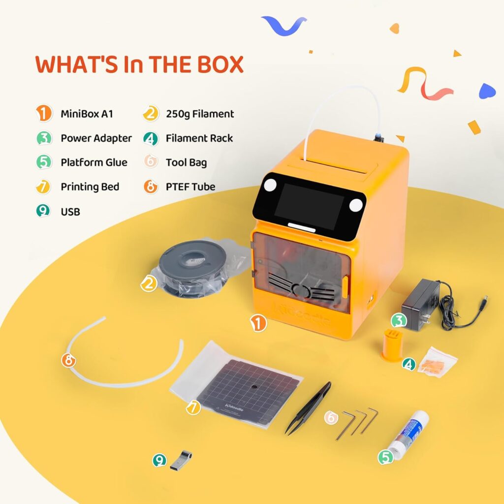 Kidoodle Mini 3D Printer for Kids  Beginners, 600mm/s High Speed Printing, Auto-Leveling/Child-Safe Design/5 Touch Screen, Pre-Assembled with Wi-Fi/App Control, Easy Setup for Home/School