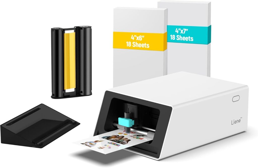 Liene PixCut S1 Color Sticker Printer  Cutting Machine - All-in-One Sticker Maker for DIY Crafts, Custom Labels  Gifts. Thermal Dye-Sublimation Photo Printer, 300 DPI, Precise AI Auto-Cutting