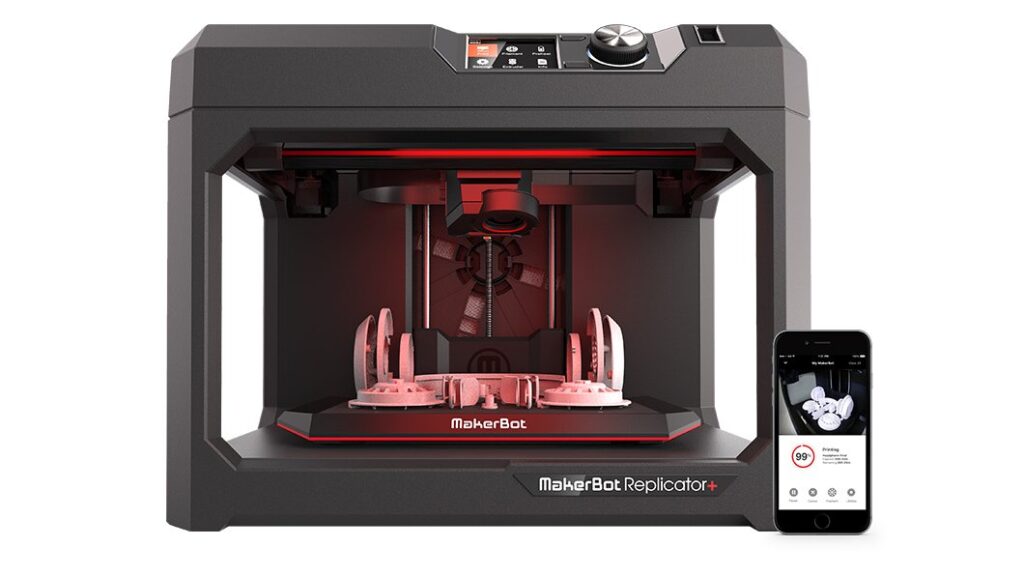 MakerBot Replicator+ Desktop 3D Printer Kit with Swappable Smart Extruder+ for Fast PLA Material Printing at Home or School, Factory-Leveled Flex Build Plate, 11.6x7.6x6.5in Print Size (MP07825EU)