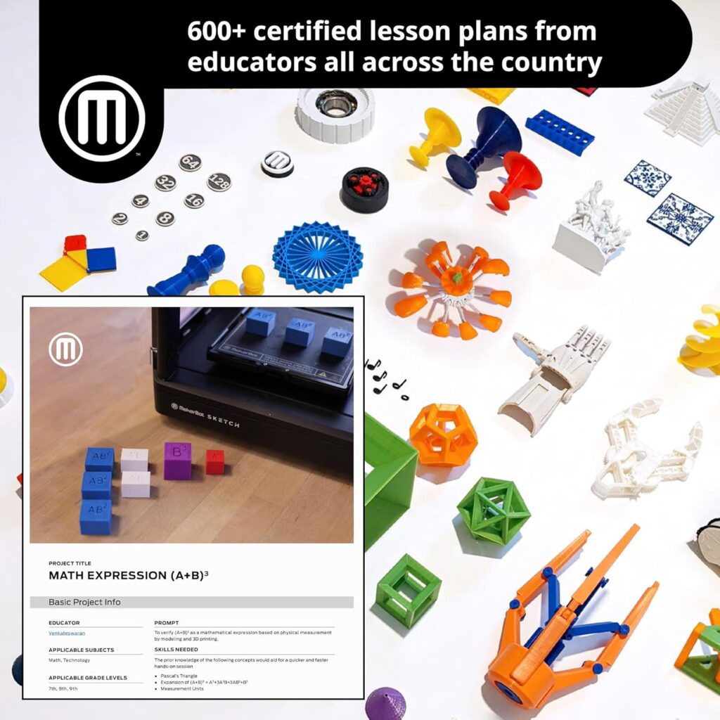 MakerBot Sketch 3D Printer with Fused Deposition Modelling Print Technology and Layer Resolution of 100 to 400 Microns (Black, Large)