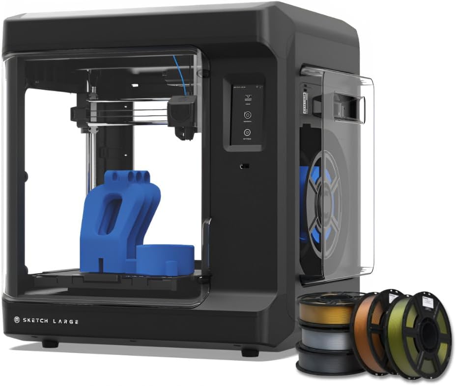 MakerBot Sketch 3D Printer with Fused Deposition Modelling Print Technology (Black, Large) Bundle with 5 PLA 1.75mm Metallic Filament for 3D Printing Projects (5-Pack) (2 Items)