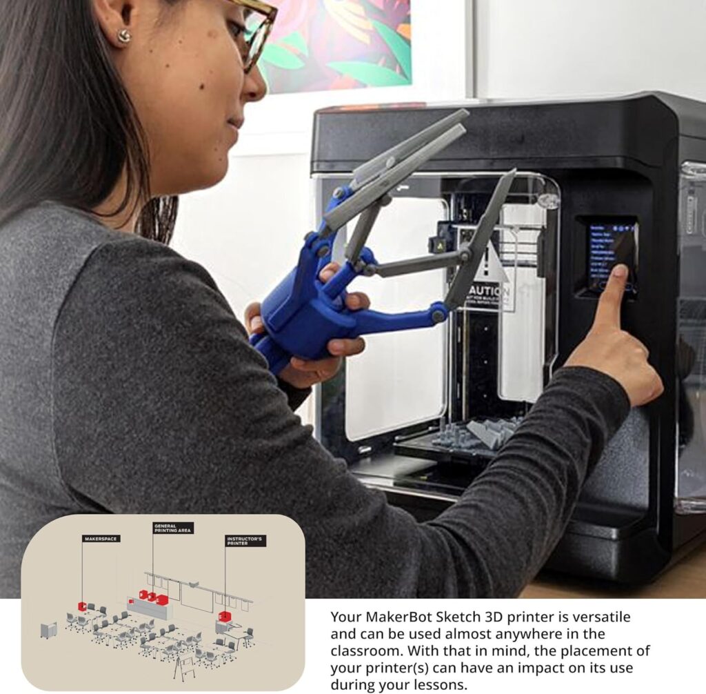 MakerBot Sketch 3D Printer with Fused Deposition Modelling Print Technology (Black, Large) Bundle with Sketch Winter Holiday 3D Printing Filament for Custom Gifts (6-Pack) (2 Items)