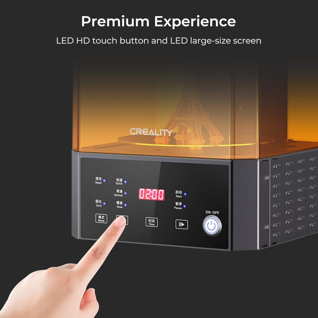 Official Creality UW-01 All-in-One Washing and Curing Machine with Rotary Box Bucket or LCD/DLP/SLA Resin 3D Printer Models 7.42x6x7.8 inches Transparent Visible