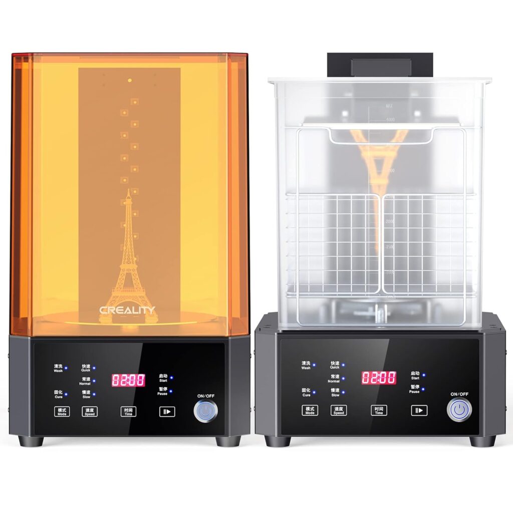Official Creality UW-01 All-in-One Washing and Curing Machine with Rotary Box Bucket or LCD/DLP/SLA Resin 3D Printer Models 7.42x6x7.8 inches Transparent Visible
