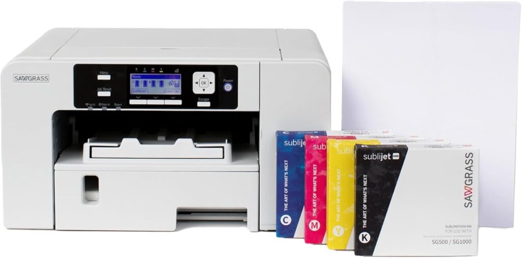Sawgrass SG500 Sublimation Printer Starter Bundle | Includes Professional Dye-Sublimation Printer, SubliJet UHD Inks  TruePix Sublimation Paper | Wi-Fi Connectivity | Create Custom Designs