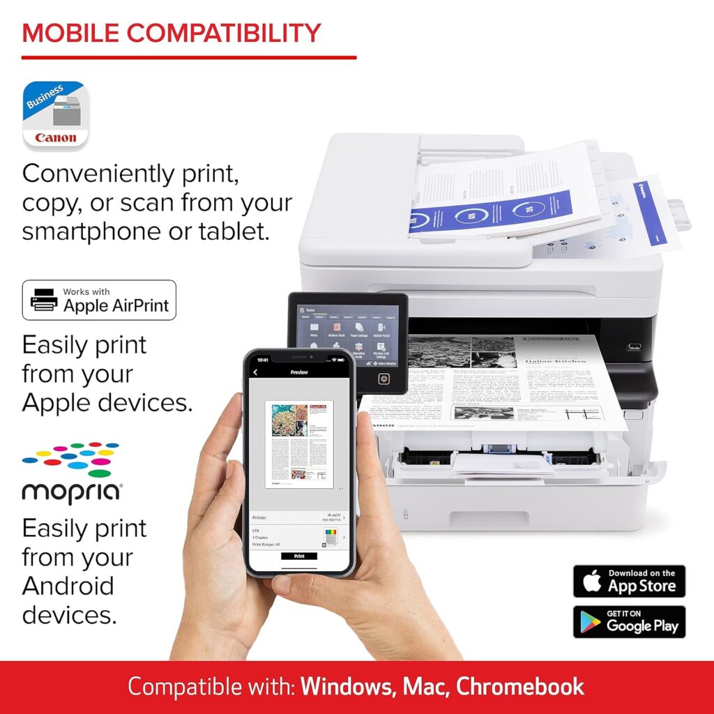 Canon imageCLASS MF465dw - Monochrome, Duplex Wireless Laser Printer, All-in-One with Scanner, Copier, Fax, Home or Office, Auto Document Feeder, Mobile Ready, 3 Year Limited Warranty, 42 PPM, White